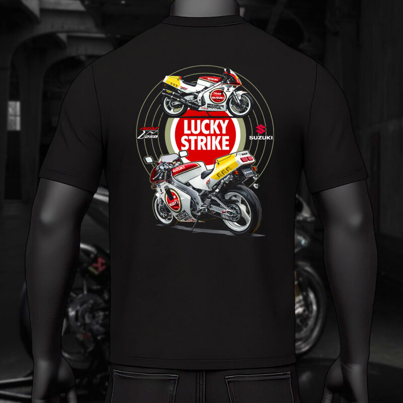 Suzuki RGV Lucky Strike Motorcycle T-Shirt με Back Print